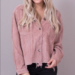 POL Pink Corduroy Distressed Jacket
